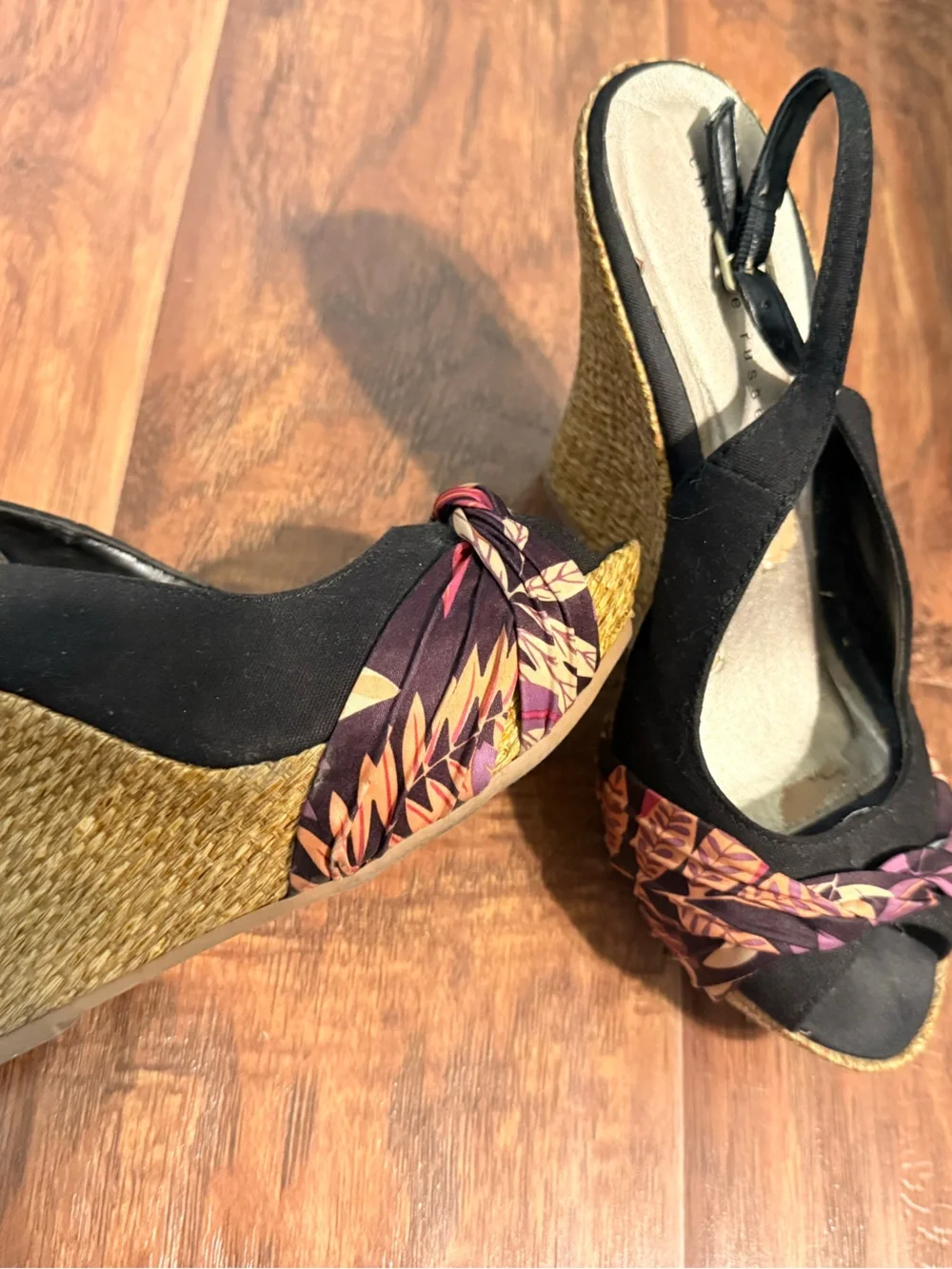 Wedge Espadrille Sandals - Black